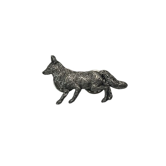 Vintage 1983 Fox Lapel Pin By G.G. Harris Fine Pewter Wolf Textured 1 5/8" - Picture 1 of 4